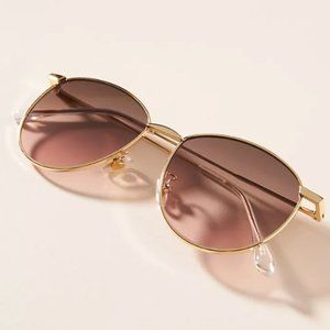 Pris Round Sunglasses - Anthropologie - NEW - I-SEA - gold color trim aviator